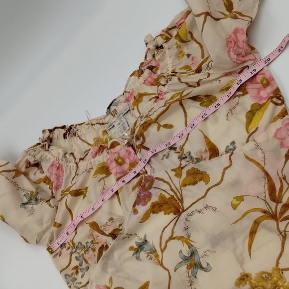 Telluride clothing Co. Women's medium cream floral blouse elbow sleeve - Picture 10 of 11